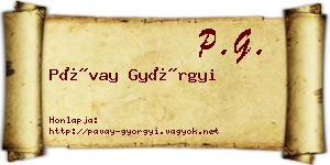 Pávay Györgyi névjegykártya