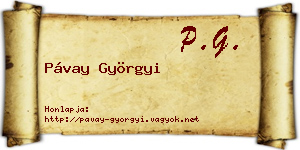Pávay Györgyi névjegykártya